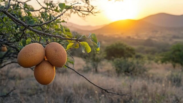 sapodilla on branch in maharashtra plateau video