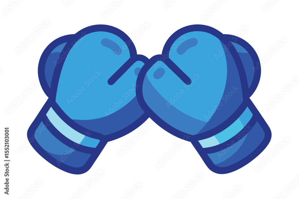 Poster blue boxing gloves sparring energetically in a dynamic match between two opponents in a lively arena