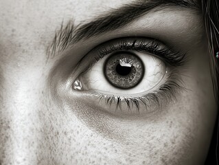 Captivating black-and-white eye with intricate details.