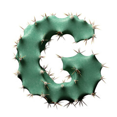 Creative Cactus-Inspired Letter G Design with Green Texture and Spikes