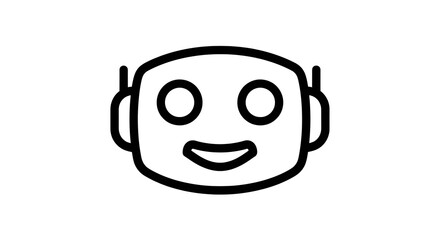 Obraz premium Smiling Robot Face Icon, Friendly Ai Concept
