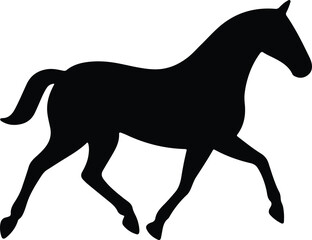 Silhouette horse running gracefully equestrian mammal animal Vector Illustration