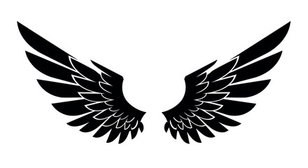 Obraz premium Elegant black angel wings for design and decoration in vector illustration