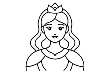 princess outline coloring page, princess line art vector