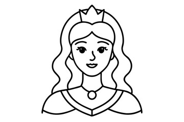 princess outline coloring page, princess line art vector