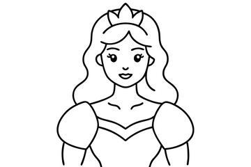 princess outline coloring page, princess line art vector