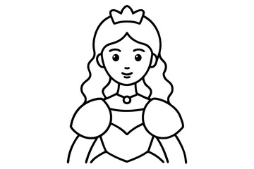 princess outline coloring page, princess line art vector
