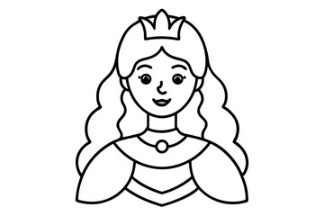 princess outline coloring page, princess line art vector