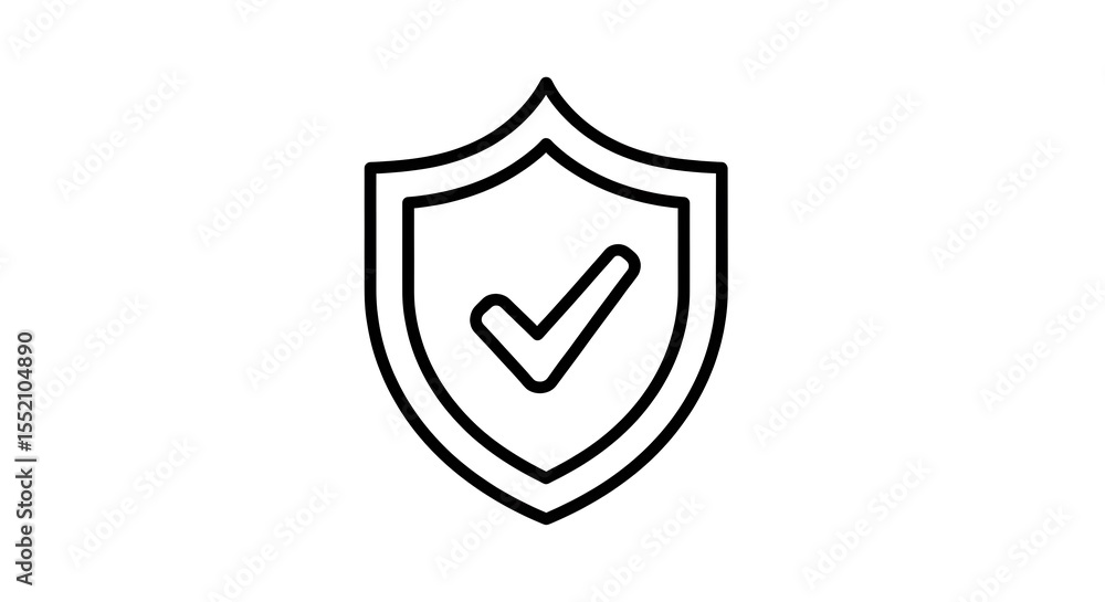 Poster shield with check mark line icon for security and protection