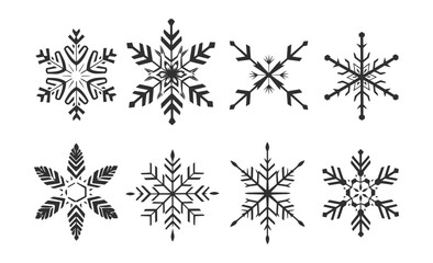 Vector Set of Hand Drawn Snowflakes – Winter Geometric Line Art Design