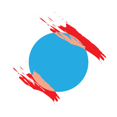 Red blue banner abstract label set