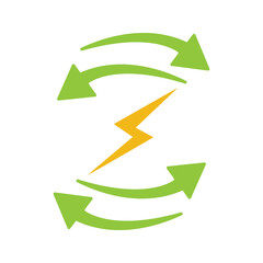 Kinetic Energy Logo with bolt and green arrow