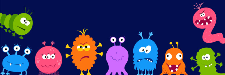 Obraz premium Colorful silhouette funny and scary monsters icons.