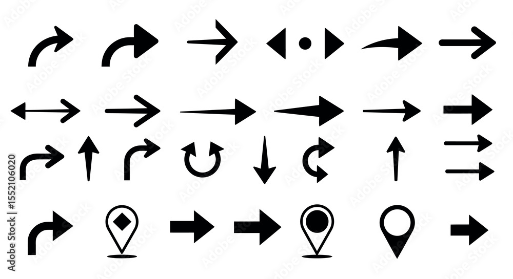 Poster diverse arrow and navigation symbols for design and directional illustration projects vector illustr