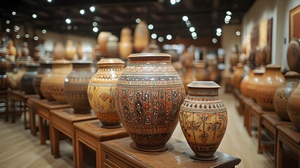 Textured Ceramic Vase Collection with Stoneware Accents – Immersive Artifact Composition for Sustainable Design and Digital Wellness Branding