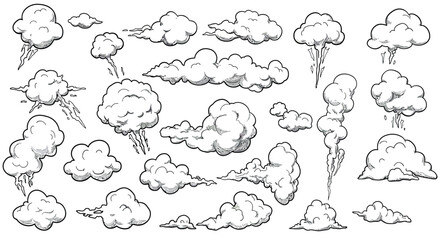 Fototapeta premium Hand-drawn cloud illustrations for artistic design projects vector illustration