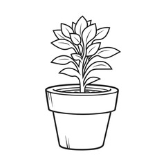 Obraz premium Potted Houseplants Line Art – Indoor Plants Black and White Vector Illustration