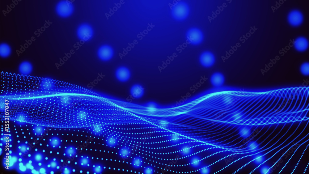 Poster dynamic and mesmerizing blue wave patterns of light, energy and artistic expression, evoking a sense
