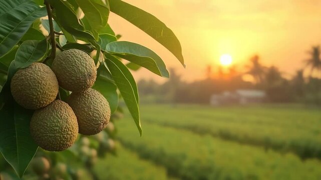 sapota on branch tamil nadu countryside video