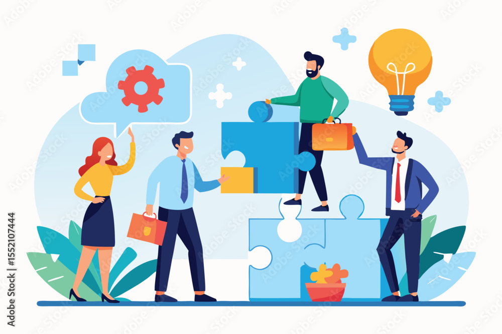 Aufkleber teamwork and collaboration help to find solutions with the right people combining skills and ideas i