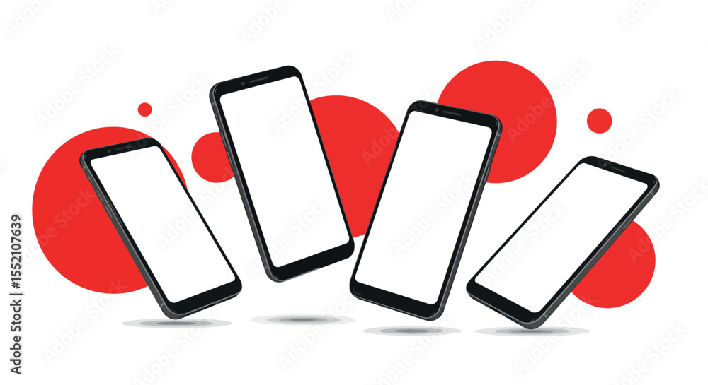 Poster modern smartphone design with abstract red elements for tech-themed projects vector illustration