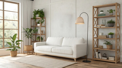 Fototapeta premium Modern Minimalist Living Room: Interior Design Inspiration