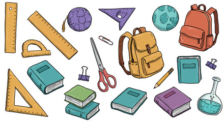 Back to school supplies and stationery vector illustration for education design