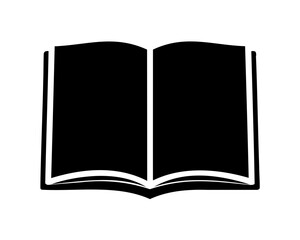 Book silhouette vector, Open book icon vector, Book clipart, Open book black silhouette vector