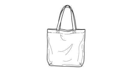 Tote Bag Illustration, Simple Line Art Style, Shopping Bag Graphic