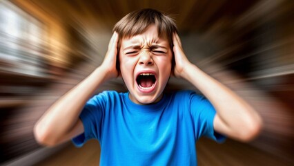 A little boy screaming 