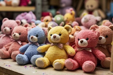 Teddy bears at the toy factory 