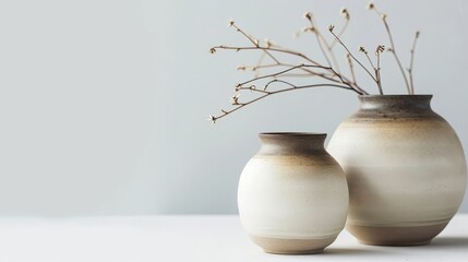 Ceramic Zen Jar Smooth Matte Ombre Beige White Tranquil