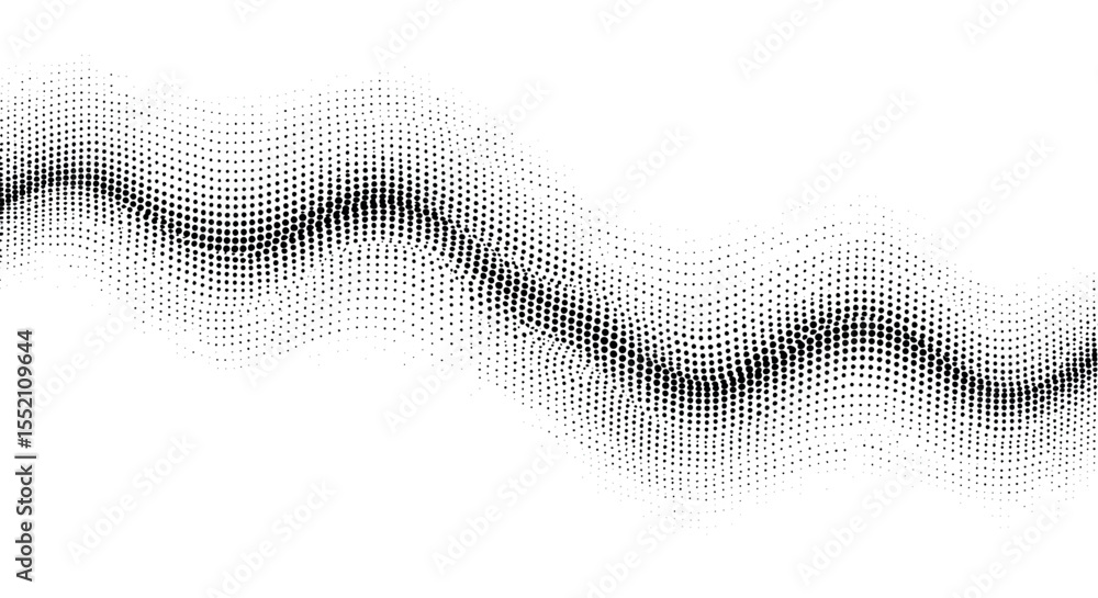 Poster abstract wave with halftone dots pattern in black and white for modern graphic design vector illustr