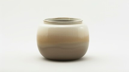 Ceramic Zen Jar Smooth Matte Ombre Beige White Tranquil