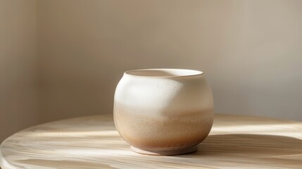Ceramic Zen Jar Smooth Matte Ombre Beige White Tranquil