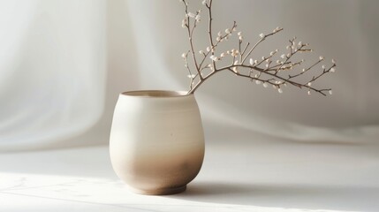 Ceramic Zen Jar Smooth Matte Ombre Beige White Tranquil