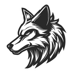 Tribal Style Black and White Wolf Head Vector Illustration