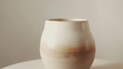 Ceramic Zen Jar Smooth Matte Ombre Beige White Tranquil