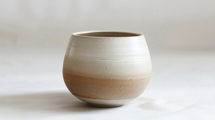 Ceramic Zen Jar Smooth Matte Ombre Beige White Tranquil