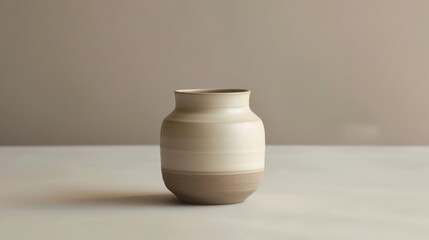 Ceramic Zen Jar Smooth Matte Ombre Beige White Tranquil