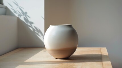 Ceramic Zen Jar Smooth Matte Ombre Beige White Tranquil