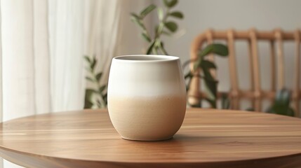 Ceramic Zen Jar Smooth Matte Ombre Beige White Tranquil