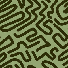 Seamless pattern with zigzag smooth lines forming an abstract ornament in shades of green. Vector illustration for designing your textile prints in an abstract style. For abstract patterns for fabric 