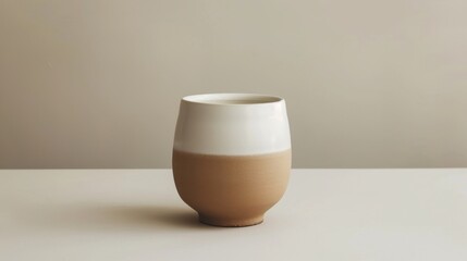 Ceramic Zen Jar Smooth Matte Ombre Beige White Tranquil