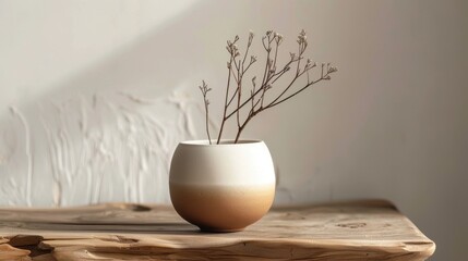 Ceramic Zen Jar Smooth Matte Ombre Beige White Tranquil