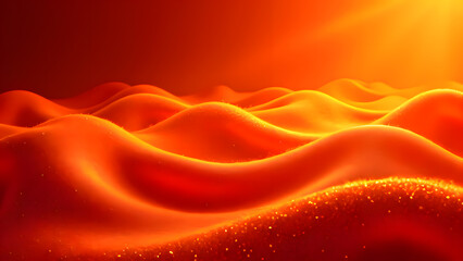 Fototapeta premium Abstract orange waves with shimmering texture and warm lighting 