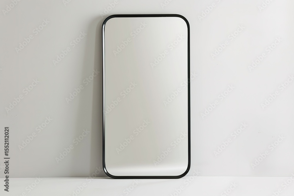 Poster rectangular mirror with a black metal frame for adding minimalist style to a room