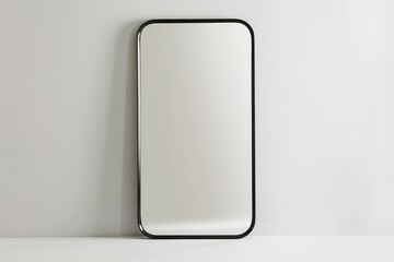 Rectangular mirror with a black metal frame for adding minimalist style to a room