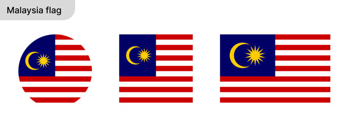 
Malaysia Flag PNG – Flag of Malaysia in Round and Standard Formats on White Background

