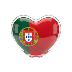 3D Heart-Shaped Glass Emblem Featuring the Flag of Portugal
